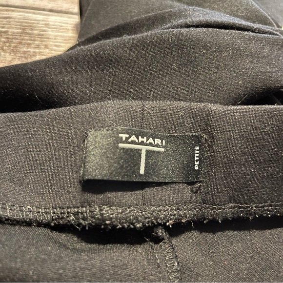 Black Tahari Slacks / Pants with Stretch, Size Petite L, Thread loose on back - Picture 9 of 11